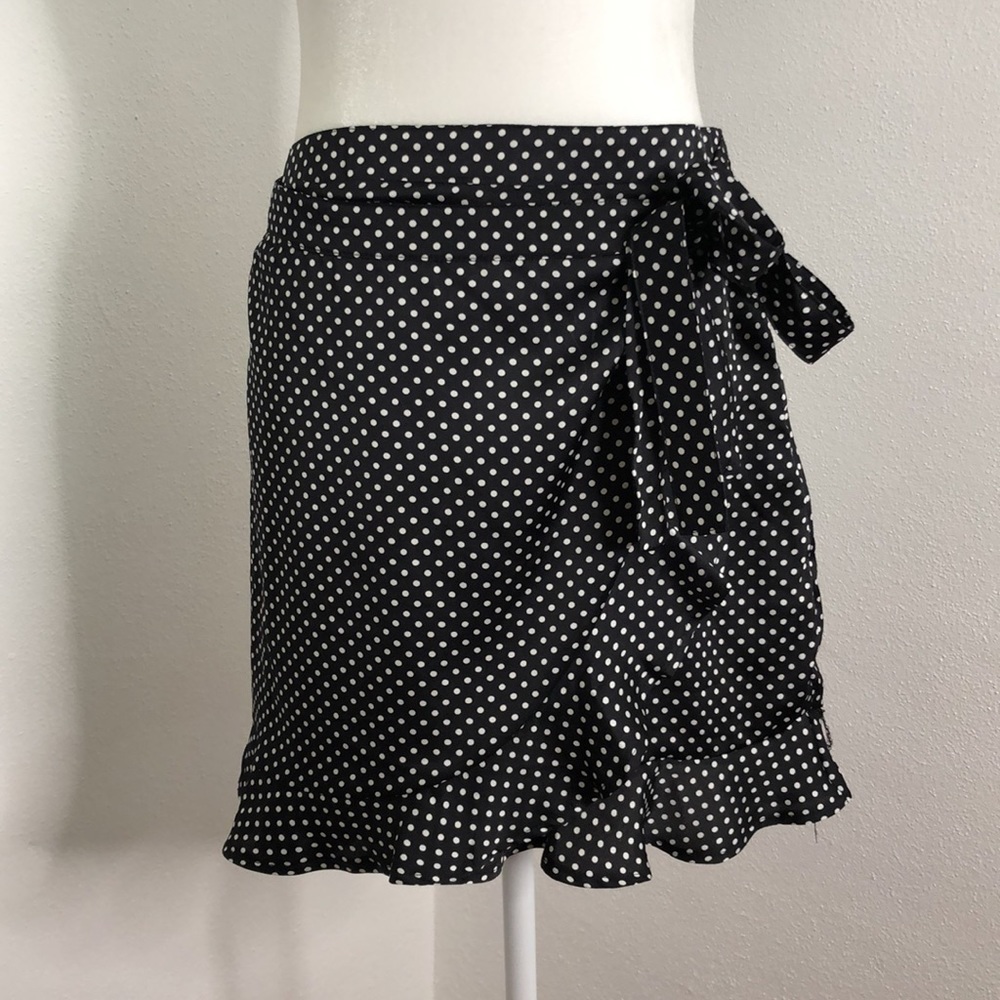 Black and White Polka Dot Wrap Mini Skirt NEW!